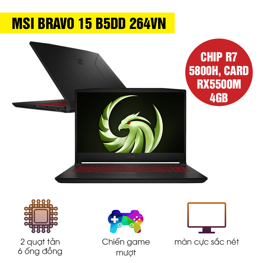 [Mới 100% Full box] Laptop MSI Bravo 15 B5DD 264VN- AMD Ryzen 7