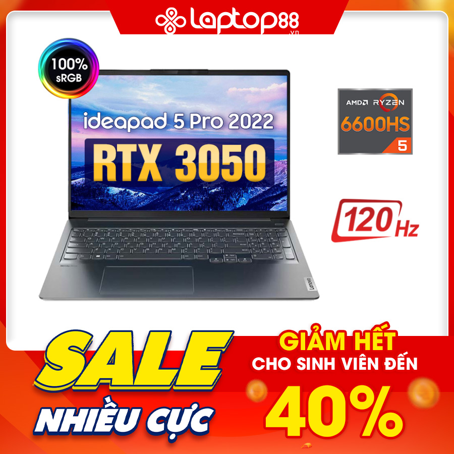 [New 100%] Laptop Ideapad 5 Pro 16ARH7 82SN003LVN - AMD Ryzen 5 - 6600HS | GTX1650 4GB | 16 Inch 2.5K WQXGA