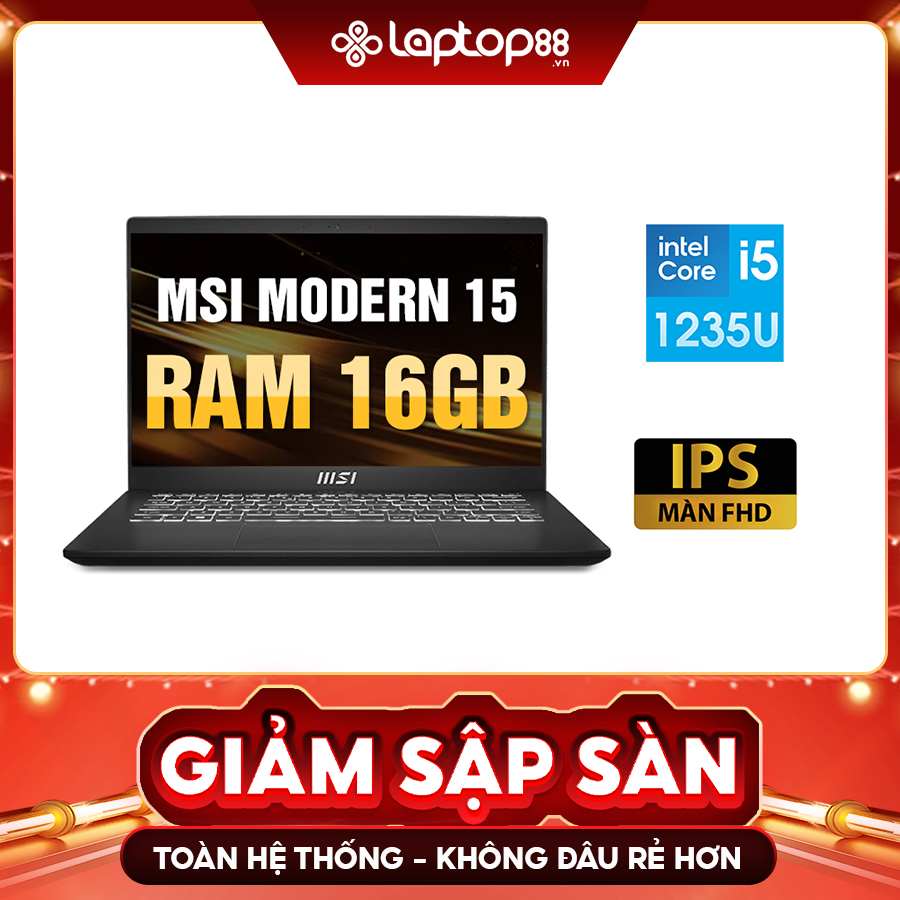 [New 100%] Laptop MSI Modern 15 B12M 628VN - Intel i5-1235U | 16GB | 15.6 inch Full HD 
