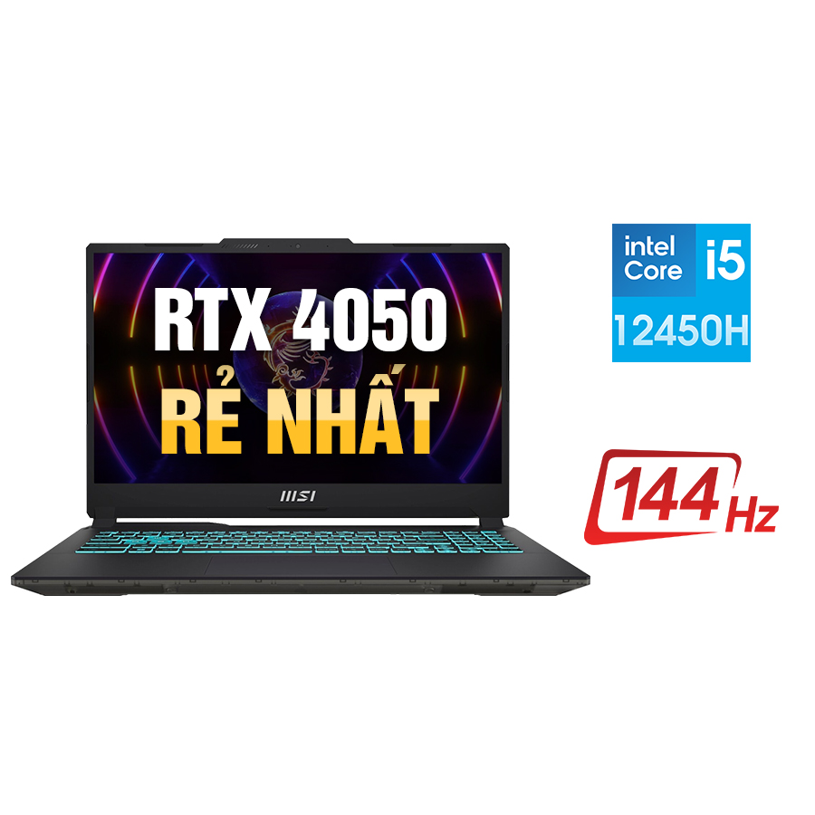 [New 100%] Laptop MSI Cyborg 15 A12VE-046US - Intel Core i5-12450H | SSD 512GB | RTX 4050 | 15.6 inch Full HD 144Hz