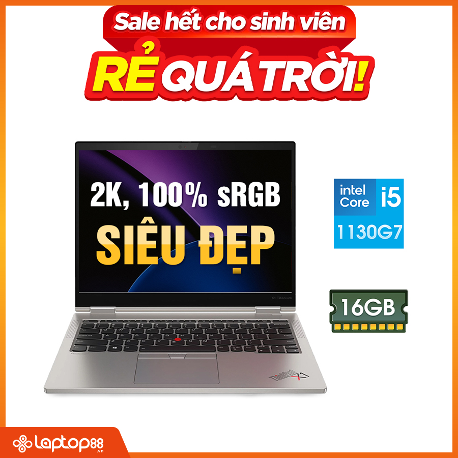 [New Outlet] Lenovo ThinkPad X1 Titanium Yoga Gen 1 2 in 1 20QA00A8US | i5-1130G7 | 16GB | 13 inch 2K 100% sRGB (kèm bút)