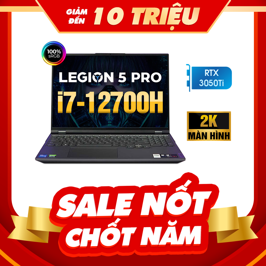 [New Outlet] Laptop Lenovo Legion 5 Pro 16IAH7 82S00003US - Intel Core i7 - 12700H | RTX 3050 Ti | 16 Inch WQXGA 100% sRGB 165Hz