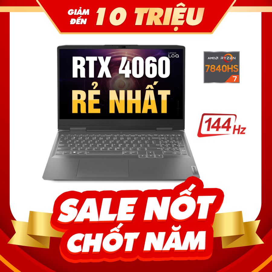 [New 100%] Laptop Lenovo LOQ 15APH8 82XT001RUS - AMD Ryzen 7-7840HS | 16GB | RTX 4060 | 15.6 inch Full HD 144Hz