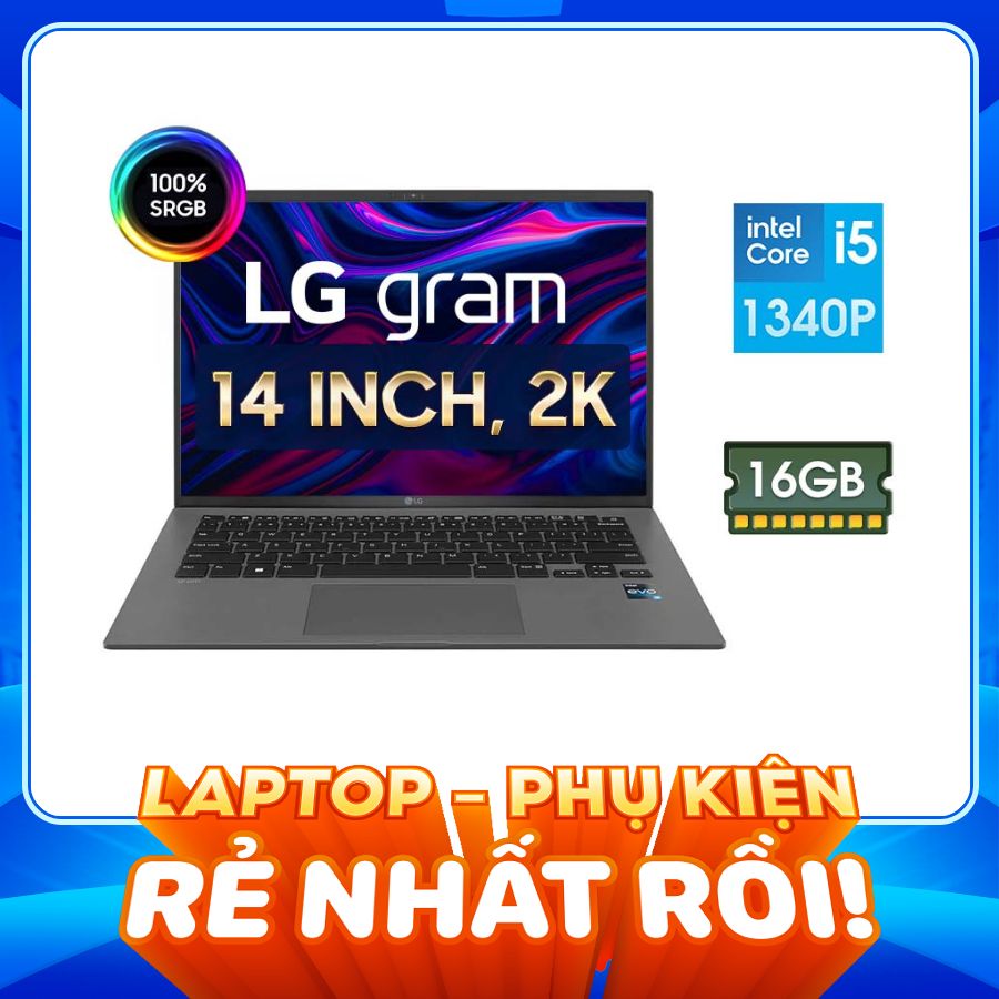 [New 100%] Laptop LG Gram 2023 14Z90R - G.AH53A5 - Intel Core i5-1340P | 14 Inch 2K 100% sRGB