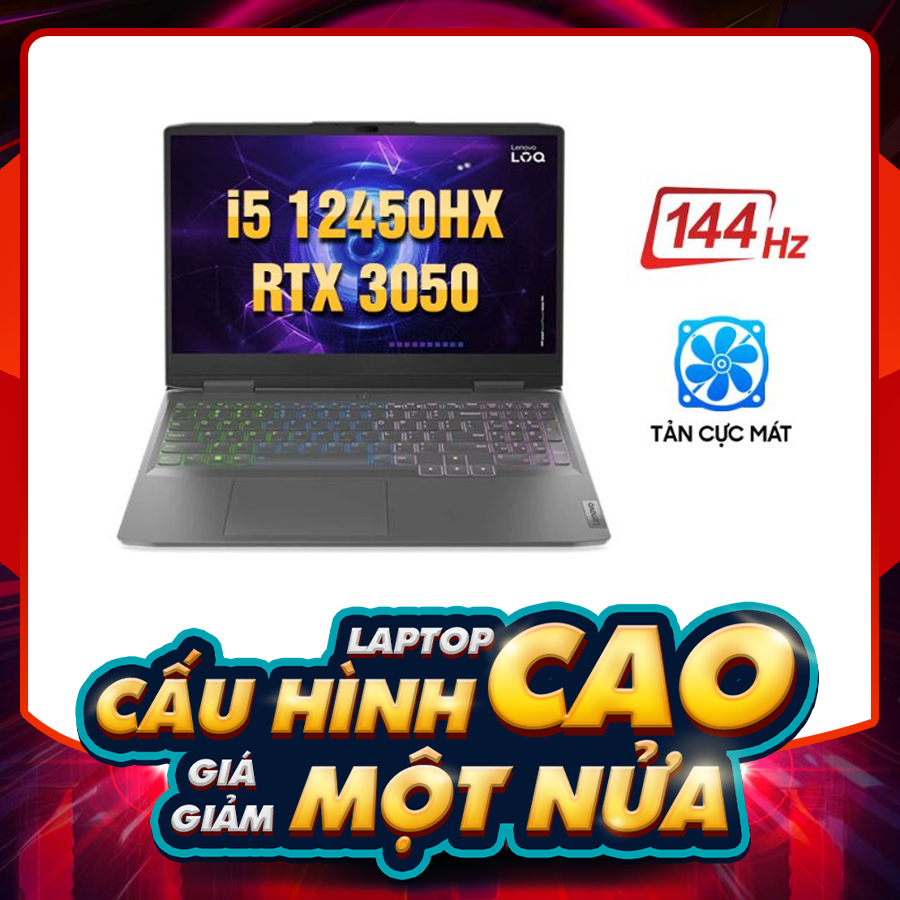 [New 100%] Laptop Lenovo LOQ 15IRH8 82XV0012US - Intel Core i5-12450H | 8GB DDR5 | RTX 3050 6GB | 15.6" 144Hz 