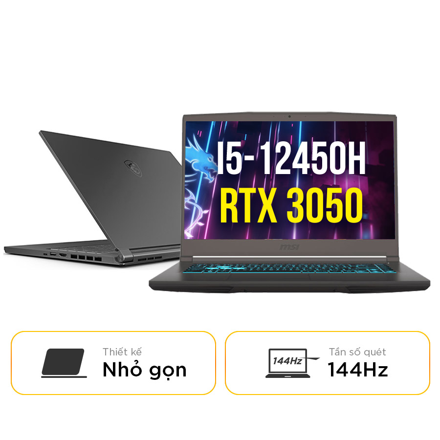 [New 100%] Laptop MSI Thin 15 B12UC 1416VN - Intel Core i5-12450H | RTX 3050 | 15.6 inch Full HD 144Hz