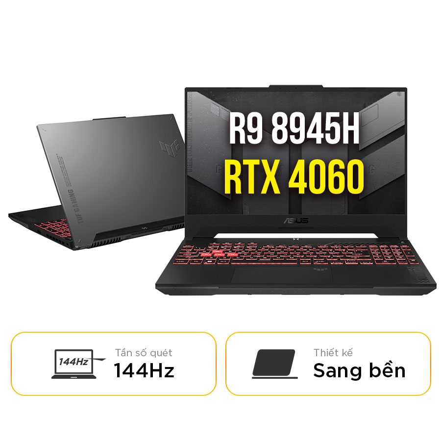 [New 100%] Laptop Asus TUF Gaming A15 FA507UV-LP090W (Ryzen™ 9-8945HS | 16GB | 512GB | RTX™ 4060 8GB | 15. 6inch Full HD 144Hz)