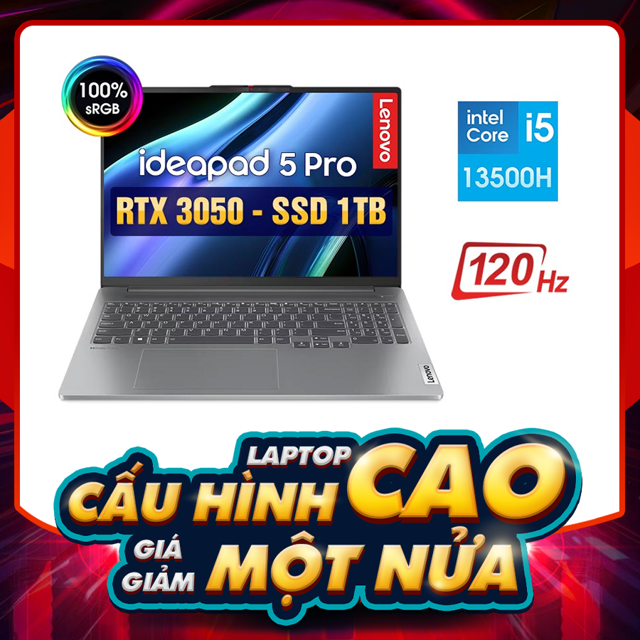 [New 100%] Laptop Lenovo IdeaPad Pro 5 16IRH8 83AQ000QUS - Intel Core i5-13500H | RTX 3050 | 16 Inch WQXGA 120Hz