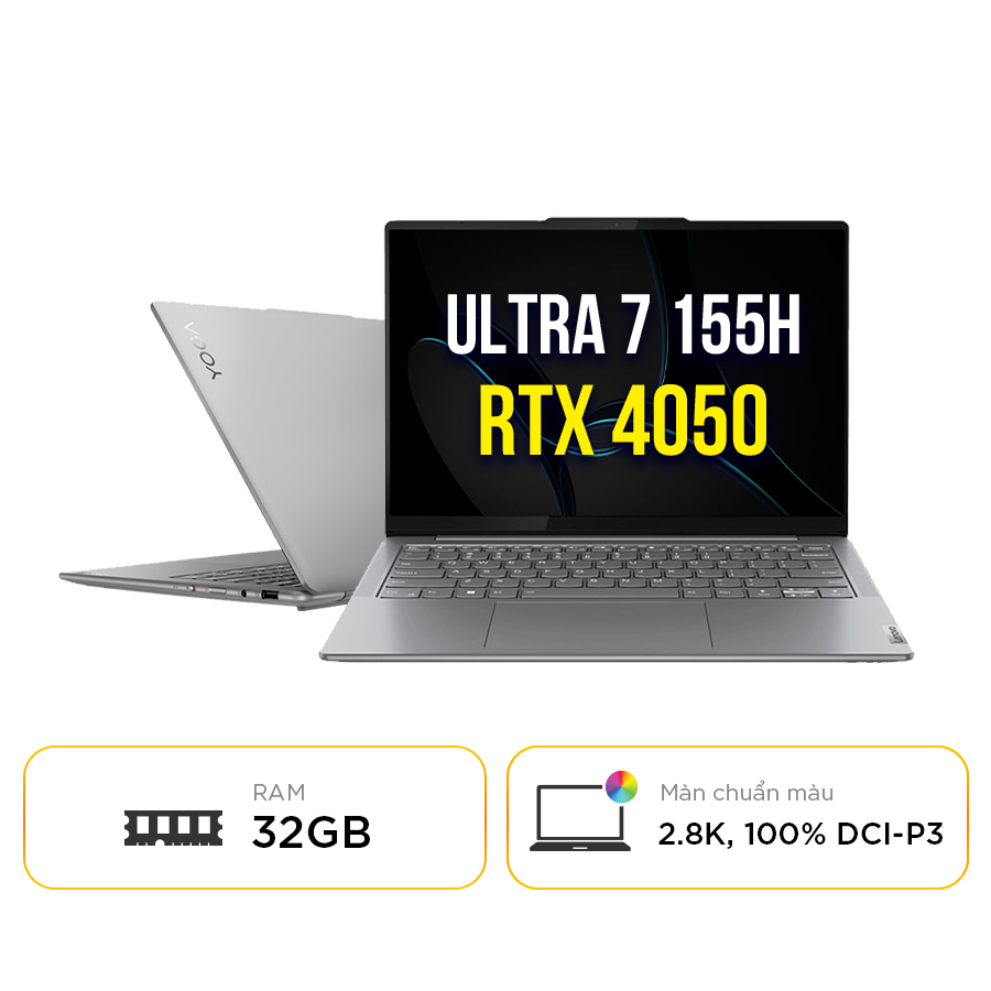 [New 100%] Laptop Lenovo Yoga Slim 7 14IMH9 83E2006MVN - Intel Core Ultra 7 155H | RTX 4050 | 32GB | 14.5 Inch 2.8K OLED 100% DCI-P3 120Hz 