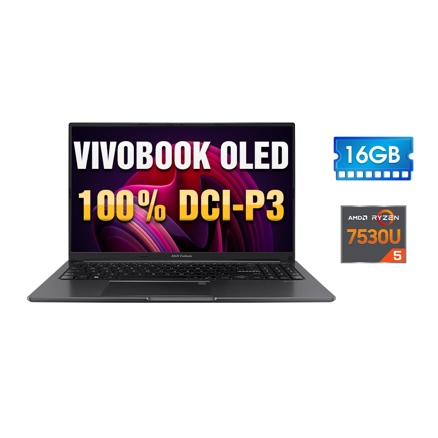 [New 100%] Laptop Asus Vivobook OLED M3504YA-L1268W - AMD Ryzen 5 - 7530U | 16GB | 15.6 inch Full HD OLED