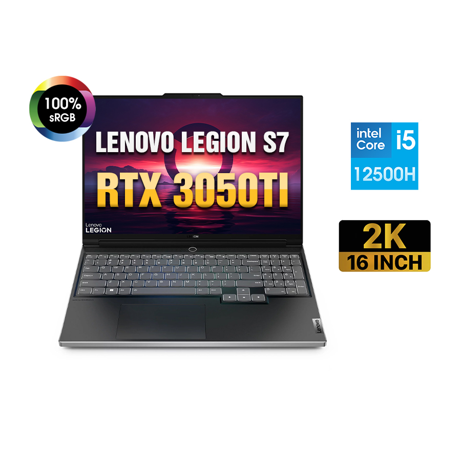 [New 100%] Laptop Lenovo Legion S7 Y9000X 16IAH7 82TF000ECD | Intel Core i5-12500H | 16GB | RTX 3050Ti | 16 inch 2K 165Hz 100% sRGB
