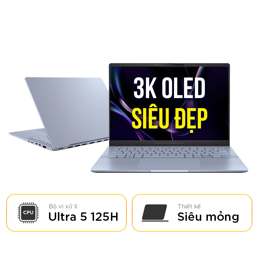 [New 100%] Laptop Asus Vivobook S 14 OLED S5406MA-PP046WS - Intel Core Ultra 5 125H | 16GB | 14 Inch 3K OLED 100% DCI-P3