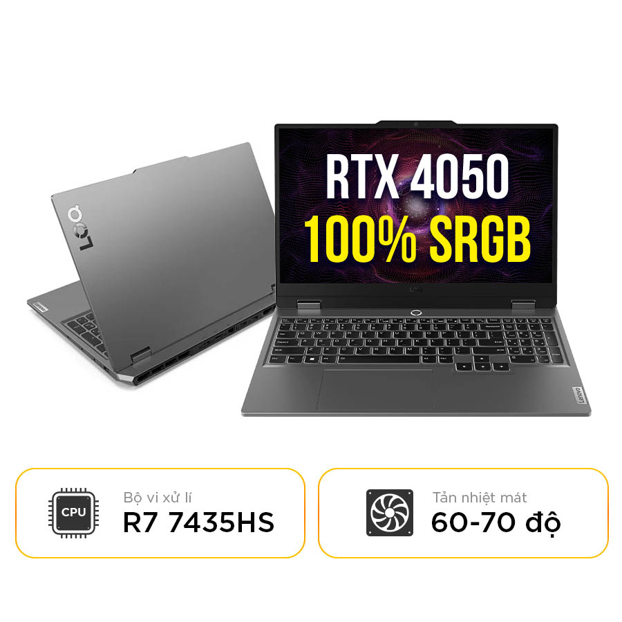 [New 100%] Laptop Lenovo LOQ 15ARP9 83JC007KUS - AMD R7 - 7435HS | 16GB DDR5 | RTX™ 4050 | 15.6 inch Full HD 144Hz 100% sRGB