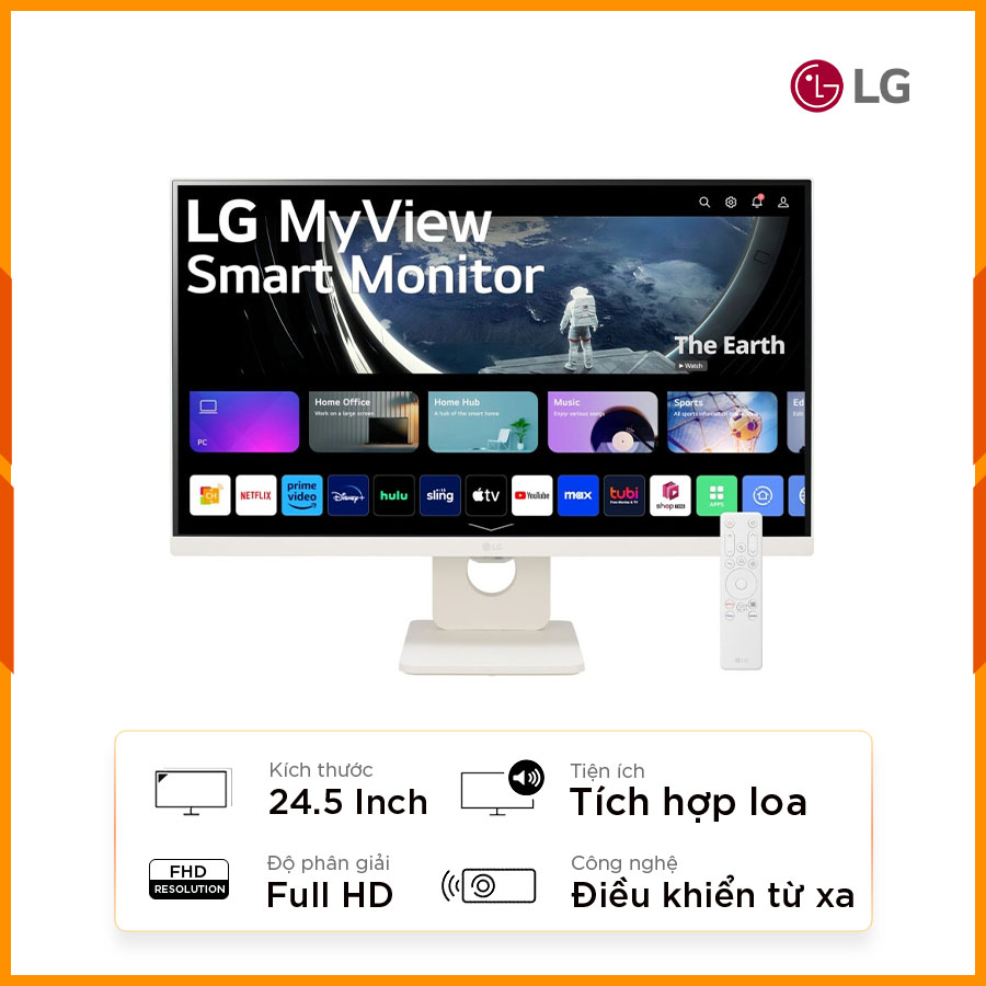 [New 100%] Màn hình thông minh 24.5 inch LG 25SR50F-W - FullHD / 8ms / IPS / Loa (kèm điều khiển)