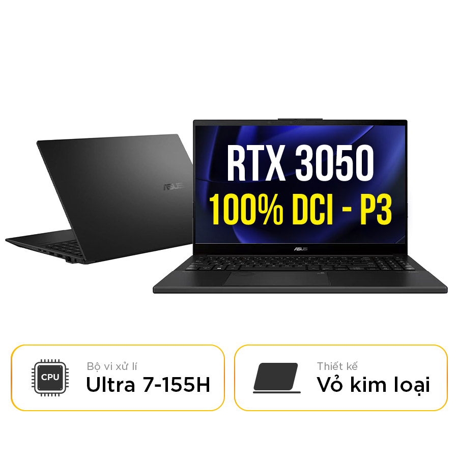 [New 100%] Laptop Asus Vivobook Pro 15 OLED Q533MJ-U73050 - Intel Ultra 7-155H | 16GB | SSD 1TB | RTX 3050 | 15.6 inch 100% DCI-P3 OLED