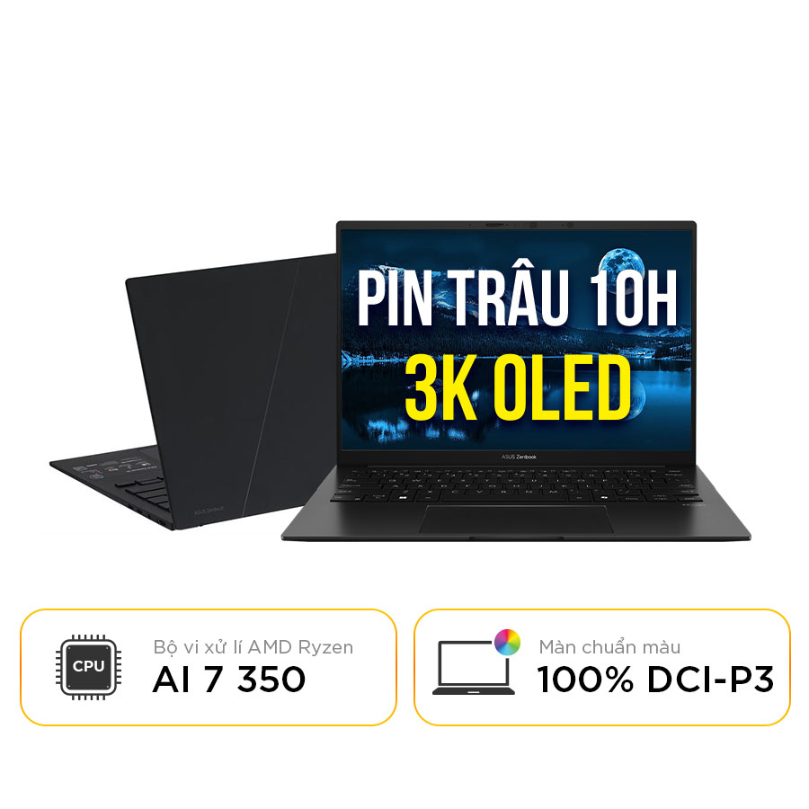 [New 100%] Laptop ASUS Zenbook 14 UM3406KA-PP113WS -  AMD Ryzen AI 7 350| 16GB LPDDR5X | 14 inch 3K 120Hz