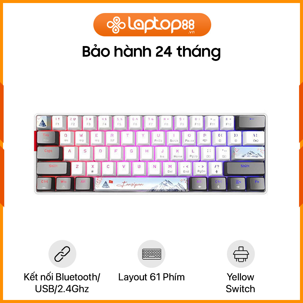 [New 100%] Bàn Phím Cơ EDRA EK361W Snow (White Gray) Yellow Switch