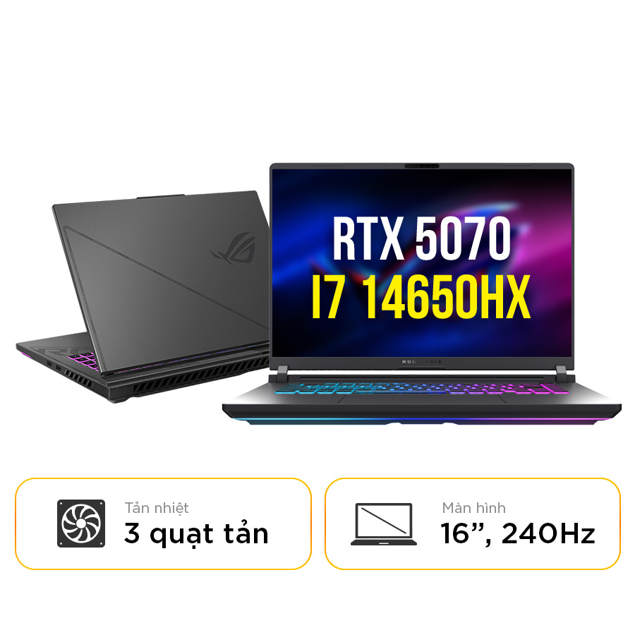 [New 100%] Laptop Asus Rog Strix G16 G615JPR-S5107W - Intel i7 14650HX | 16GB | 1TB | RTX 5070 | 16 Inch 240Hz