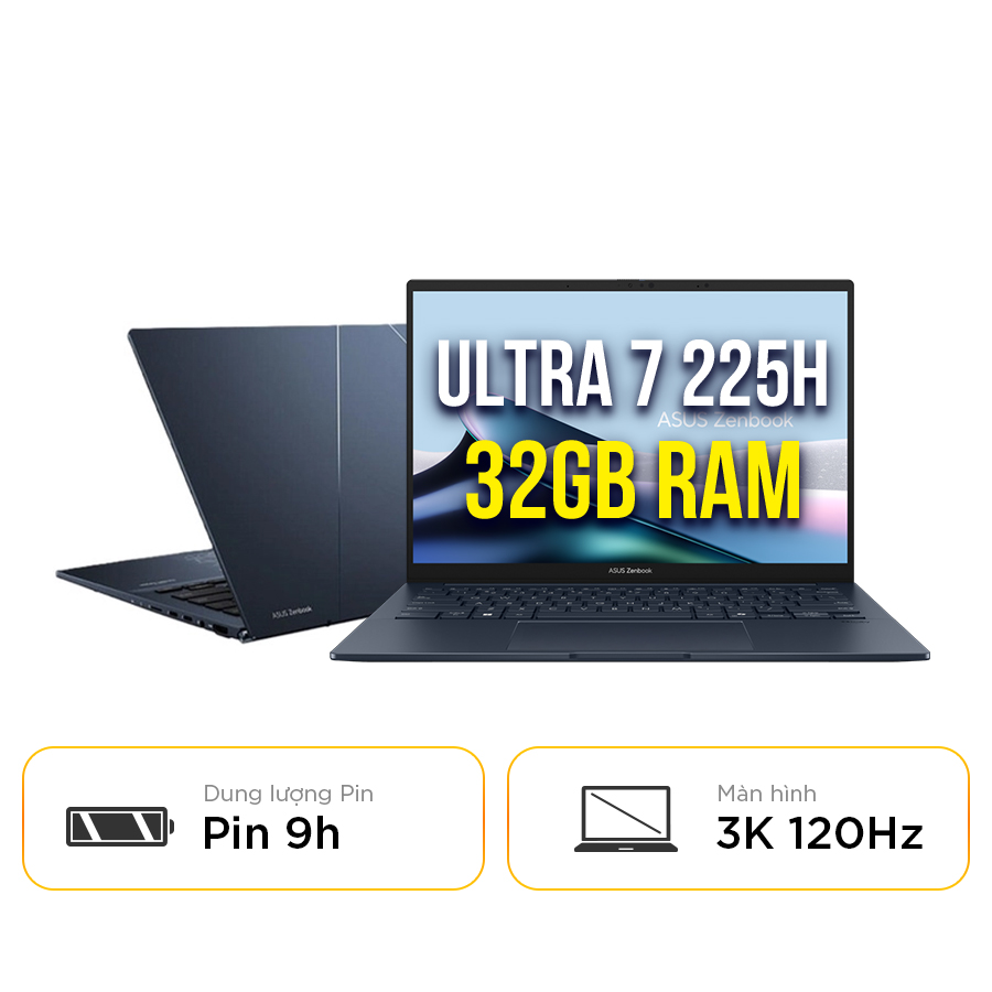 [New 100%] Laptop ASUS Zenbook 14 UX3405CA-PZ188WS -  Ultra 7 255H | 32GB | 1TB | 14 inch 3K 120Hz