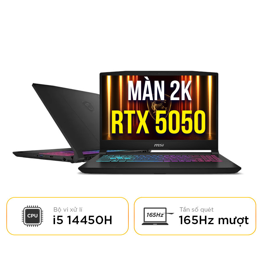 [New 100%] Laptop MSI Katana 15 HX B14WEK 286VN - Intel Core i5 14450HX | RTX 5050 | 15.6 inch QHD 165Hz, 100% DCI-P3