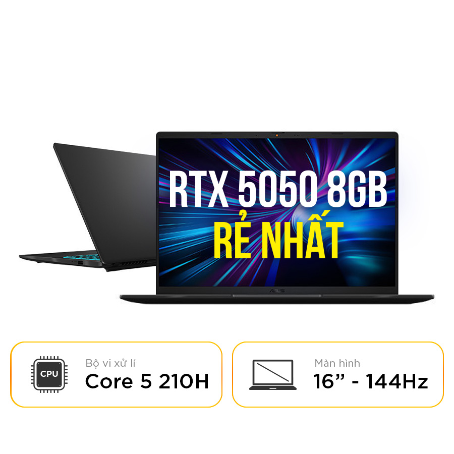 [New 100%] Laptop Asus Gaming V16 V3607VH-RP024W - Core 5 210H | RTX 5050 6GB | 16 Inch 144Hz