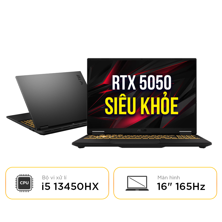 [New 100%] Laptop Asus TUF Gaming F16 FX608JH-RV039W - Intel i5 13450HX | RTX 5050 8GB | 16 Inch WUXGA 165Hz