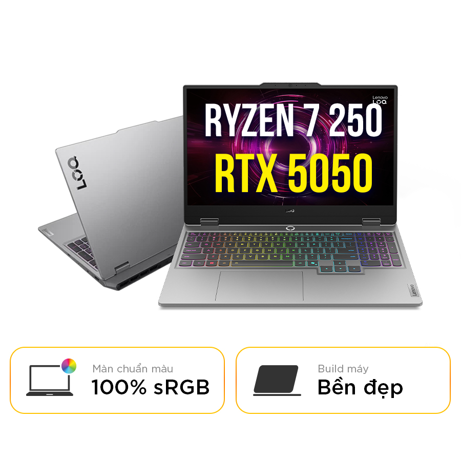 [New 100%] Laptop Lenovo LOQ 15AHP10 83JG0047VN - AMD Ryzen 7 250 | RTX 5050 | 15 Inch Full HD, 144Hz, 100%sRGB